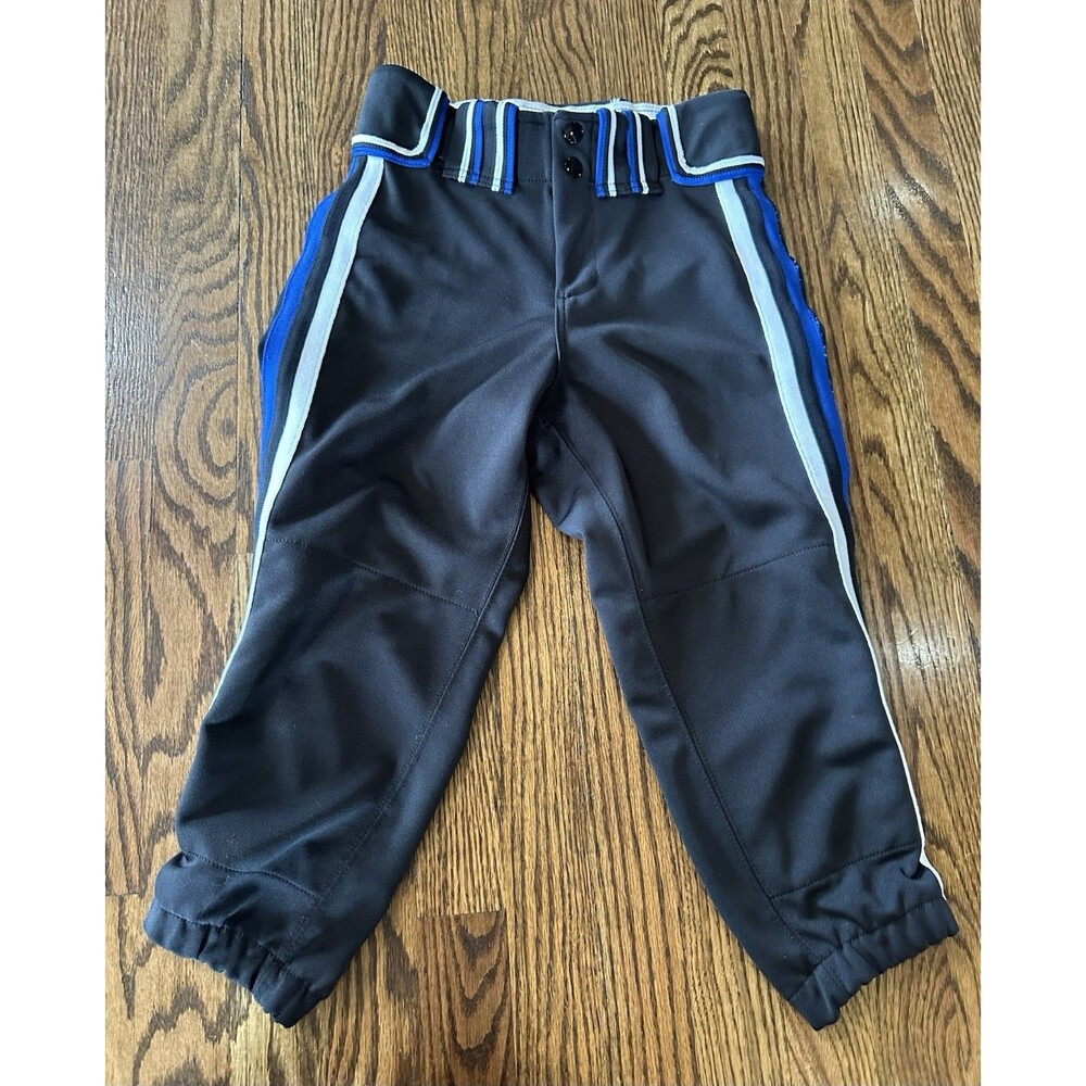 Boombah Baseball Pants Youth Size 26 Black Blue White Piping Stripe‎ Size 26x19